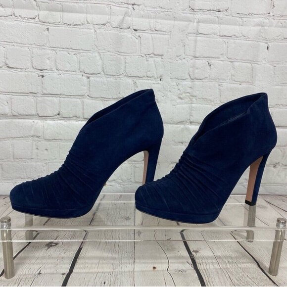 Prada Women's Blue Suede Ruched Designer Luxury Ankle Boots EU 37.5 - Picture 7 of 13